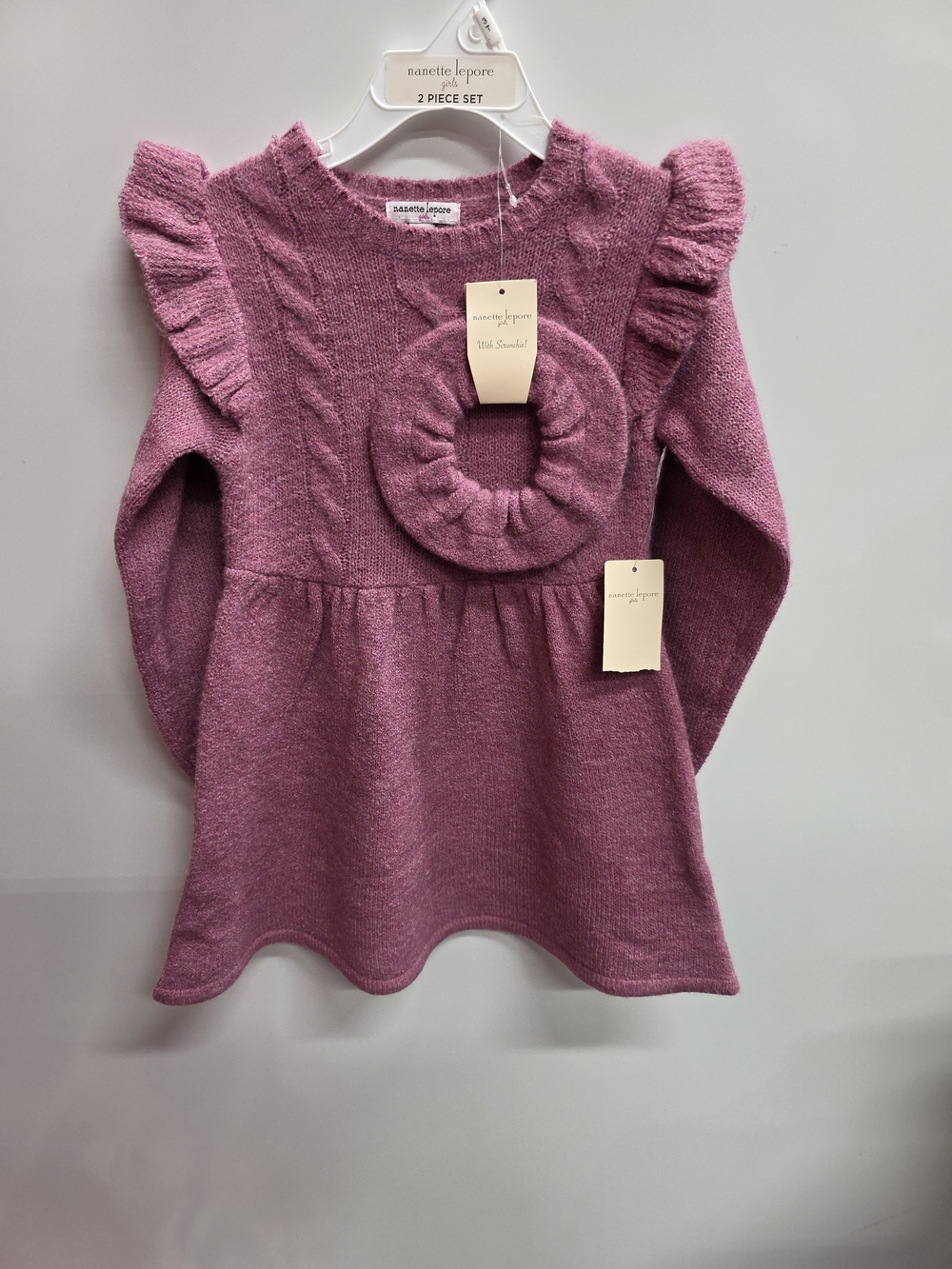 Nanette Lepore Mauve Pink Ruffle Knit Dress